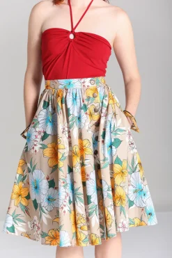 Hell Bunny Pattaya Skirt Beige