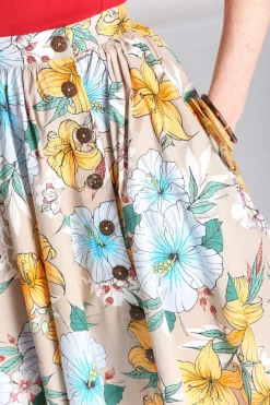 Hell Bunny Pattaya Skirt Beige