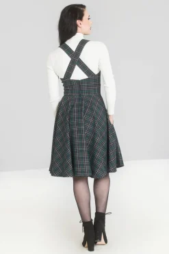 Hell Bunny Peebles Pinafore Dress Green