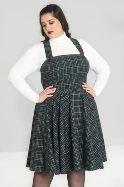 Hell Bunny Peebles Pinafore Dress Green