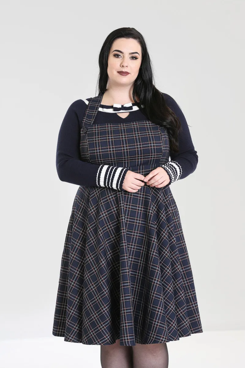 Hell Bunny Peebles Pinafore Dress Sale Navy Outlet