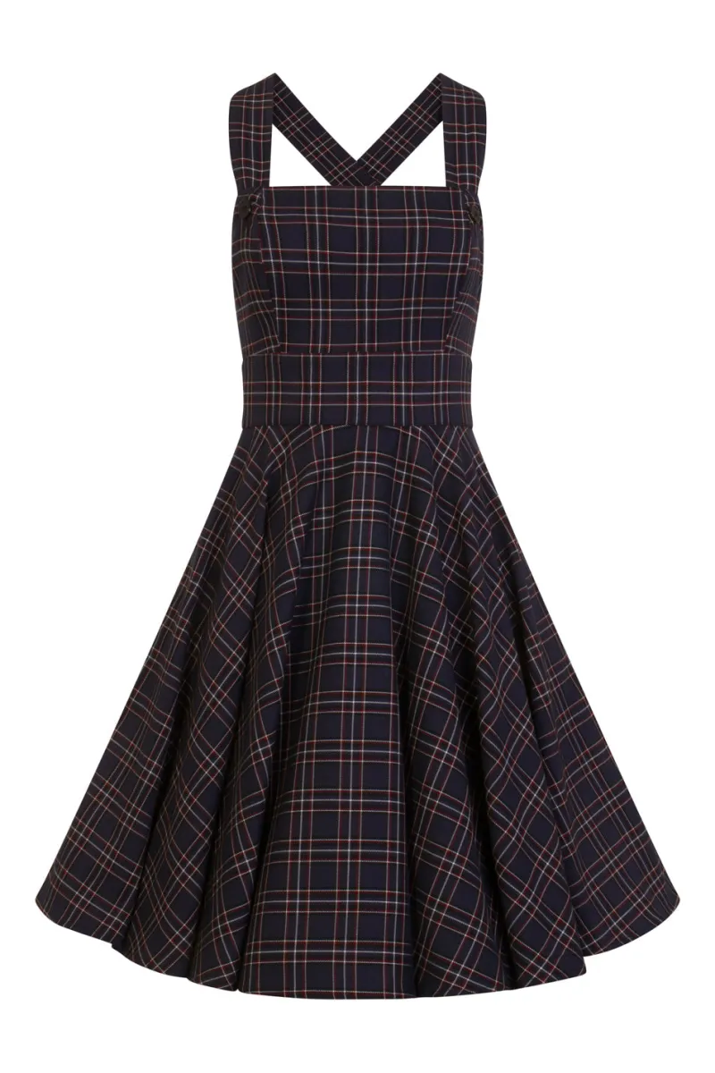 Hell Bunny Peebles Pinafore Dress Sale Navy Outlet