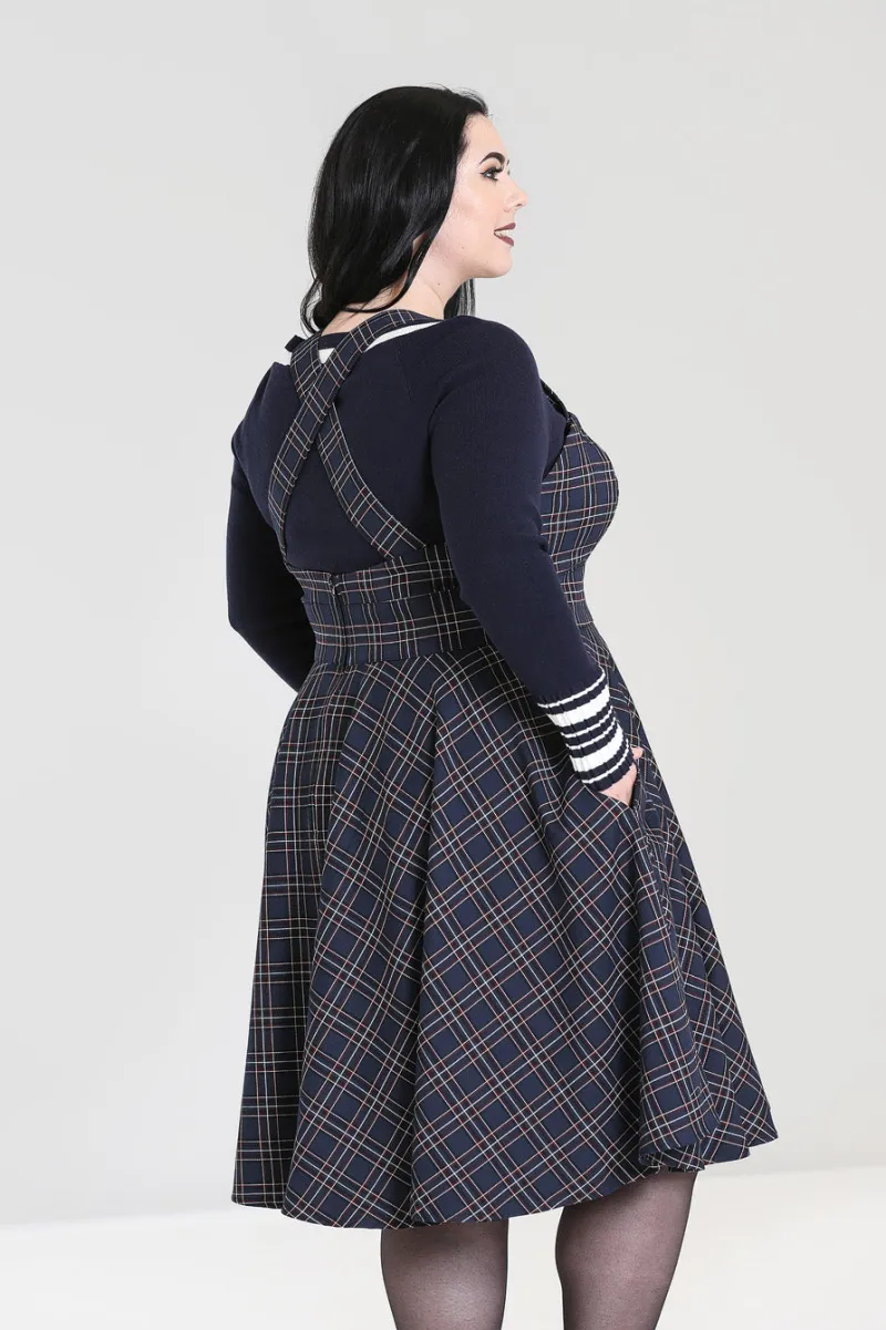 Hell Bunny Peebles Pinafore Dress Sale Navy Outlet