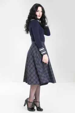 Hell Bunny Peebles 50's Skirt Navy Clearance