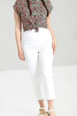 Hell Bunny Percy Cigarette Trousers White Clearance