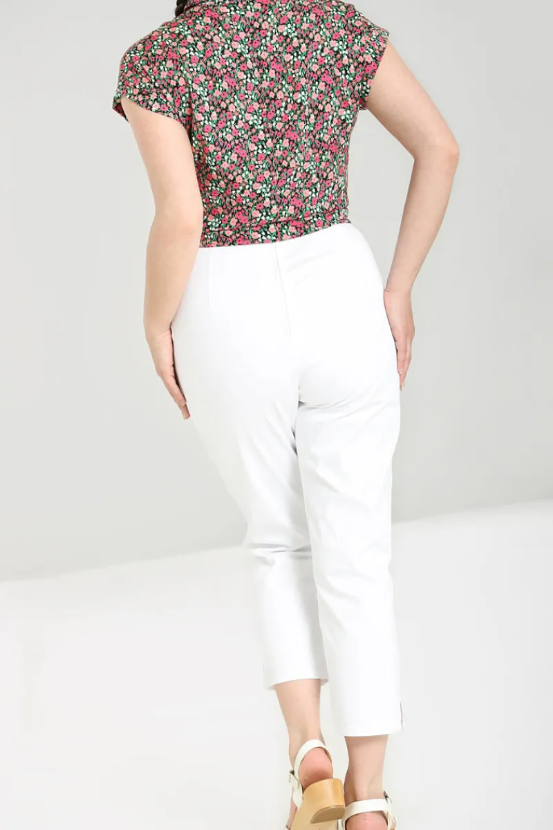 Hell Bunny Percy Cigarette Trousers White Clearance