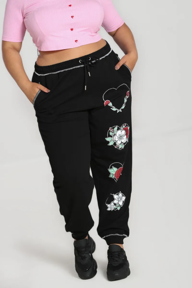 Hell Bunny Petal Joggers Black Clearance