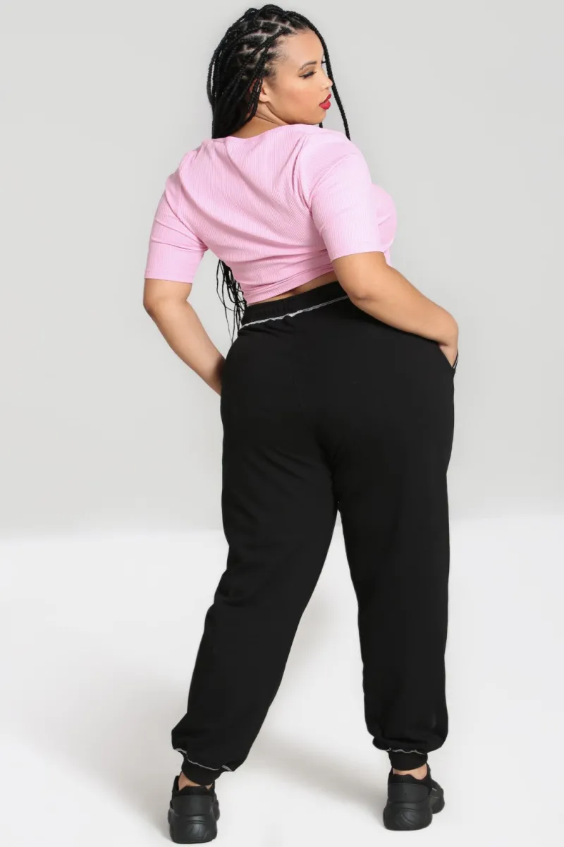 Hell Bunny Petal Joggers Black Clearance