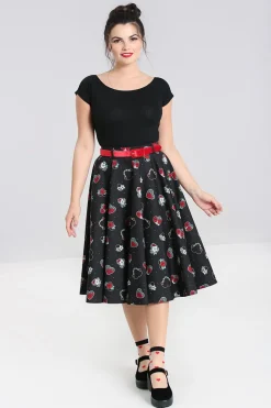 Hell Bunny Petals 50's Skirt Black Outlet