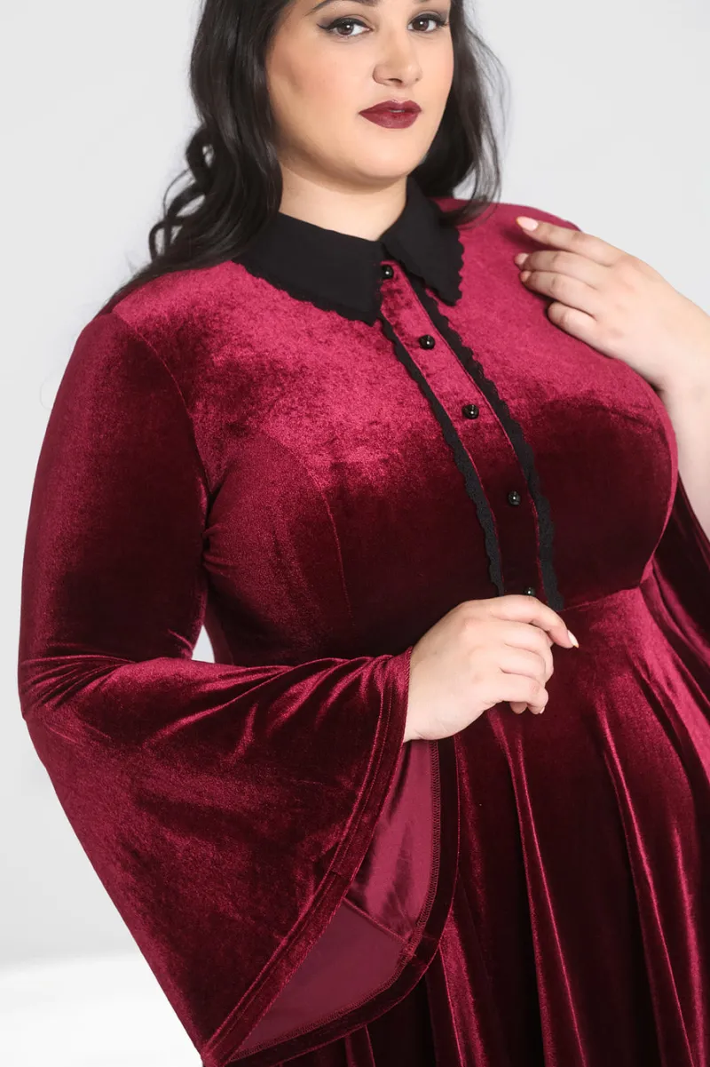Hell Bunny Prudence Dress Wine Sale