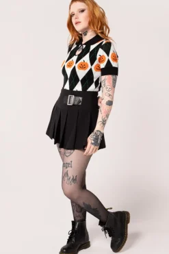 Hell Bunny Pumpkin Head Top Black/White Online