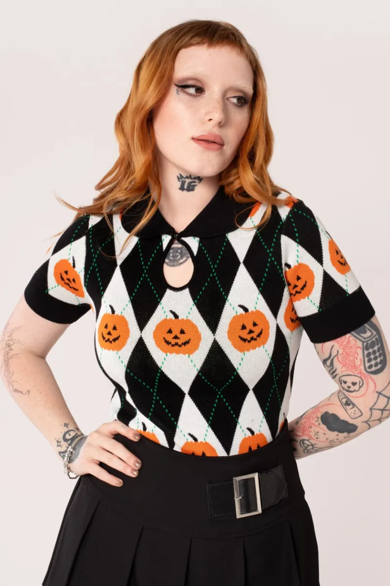 Hell Bunny Pumpkin Head Top Black/White Online