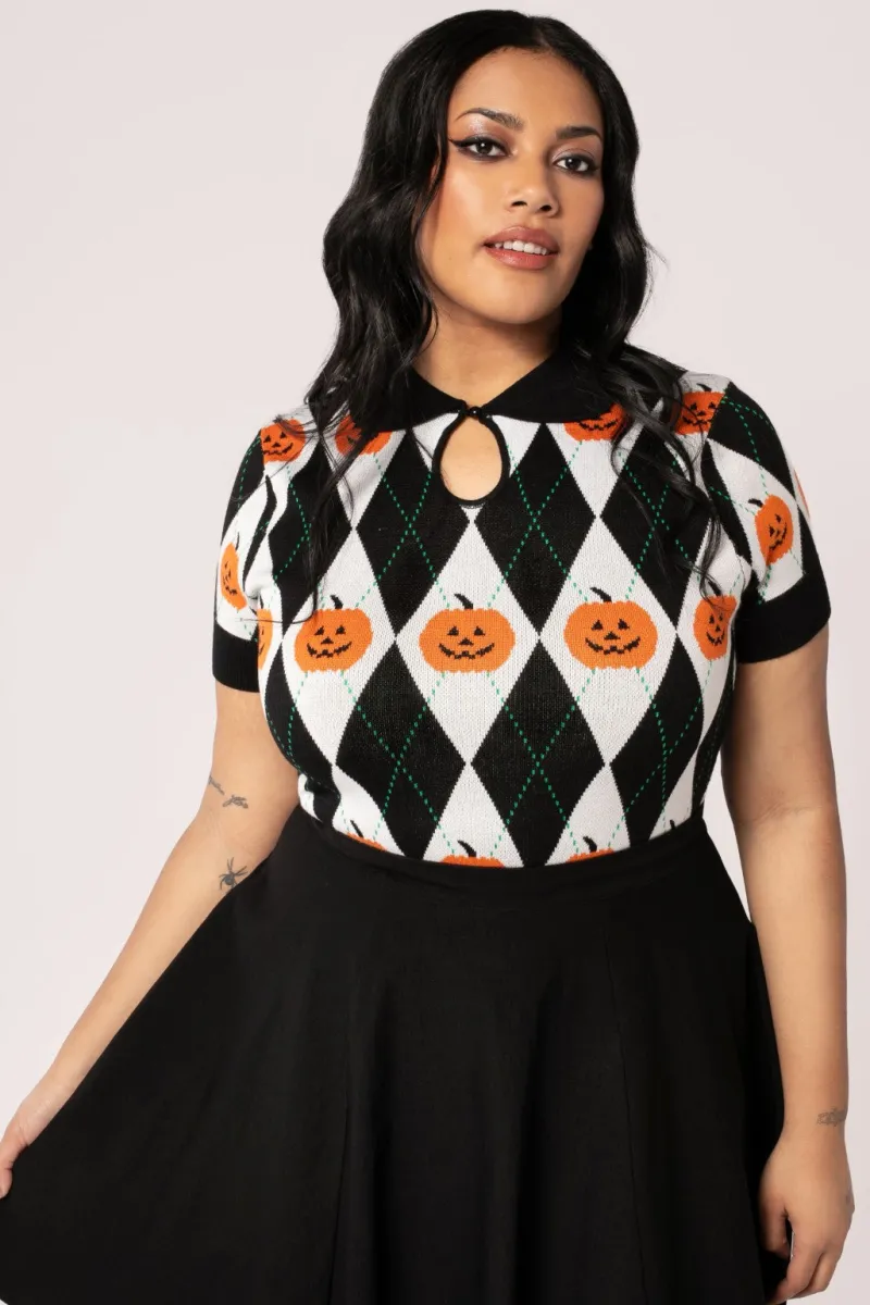 Hell Bunny Pumpkin Head Top Black/White Online