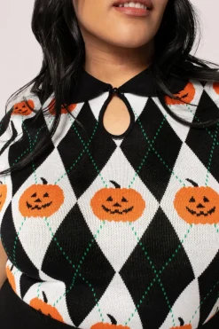 Hell Bunny Pumpkin Head Top Black/White Online