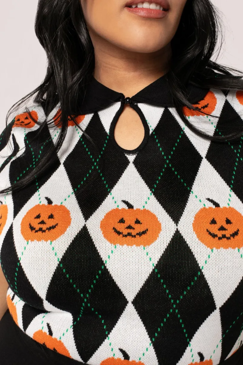 Hell Bunny Pumpkin Head Top Black/White Online
