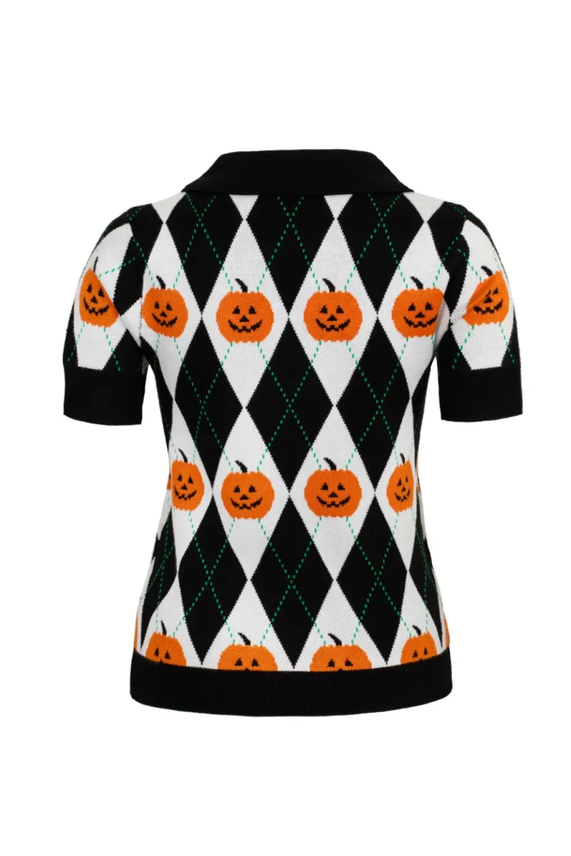 Hell Bunny Pumpkin Head Top Black/White Online