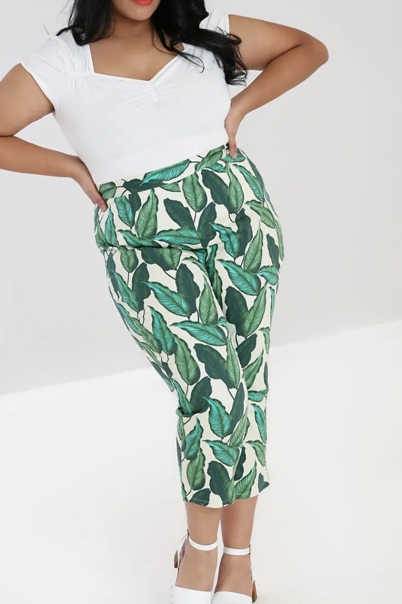 Hell Bunny Rainforest Cigarette Trousers Ivory Best