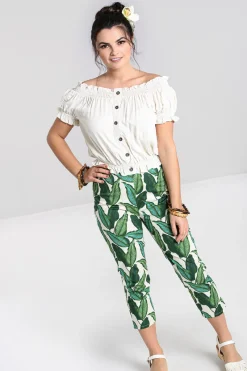 Hell Bunny Rainforest Cigarette Trousers Ivory Best
