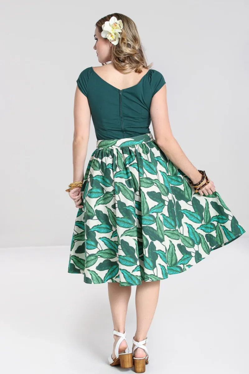 Hell Bunny Rainforest 50's Skirt Ivory Discount