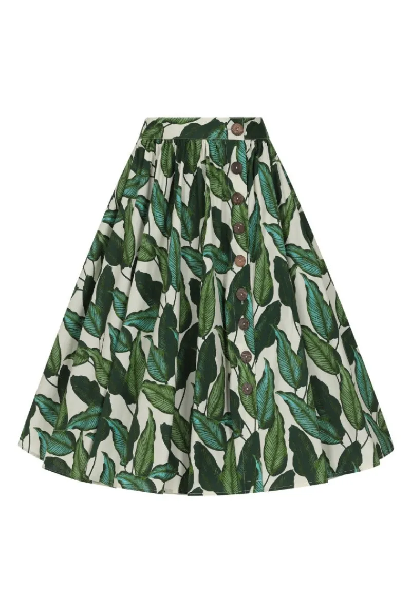 Hell Bunny Rainforest 50's Skirt Ivory Discount