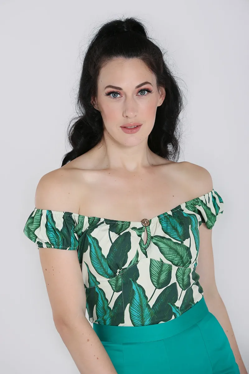 Hell Bunny Rainforest Top Ivory Outlet