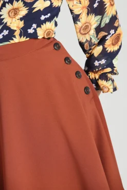 Hell Bunny Ravenwood Skirt Brown Hot