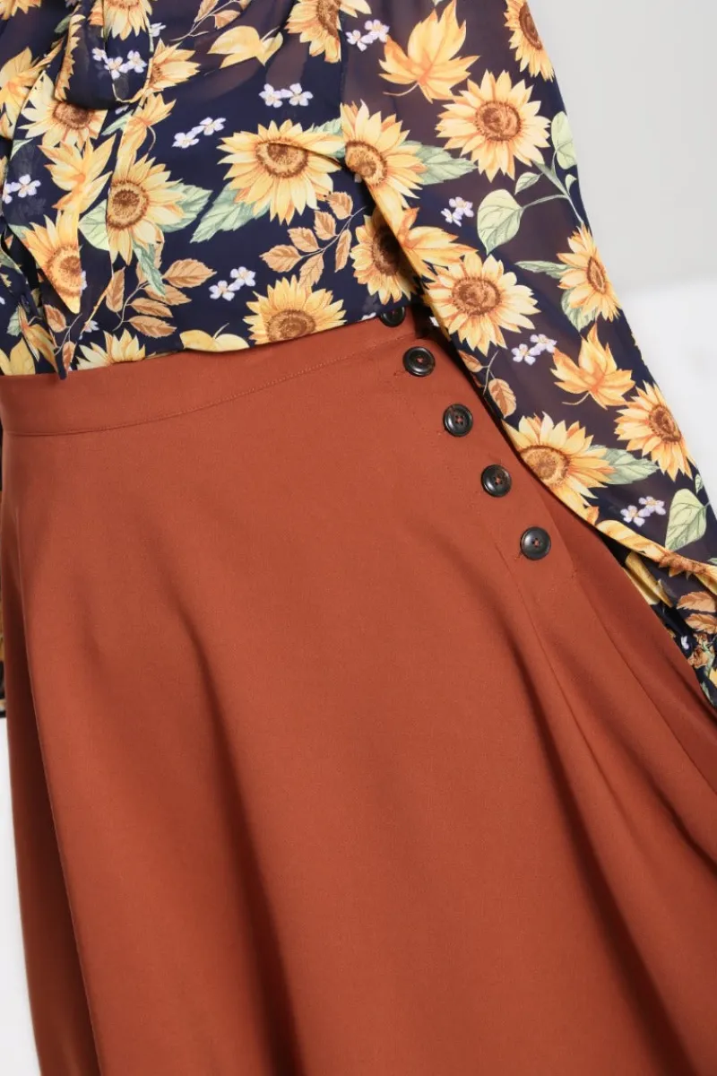 Hell Bunny Ravenwood Skirt Brown Hot