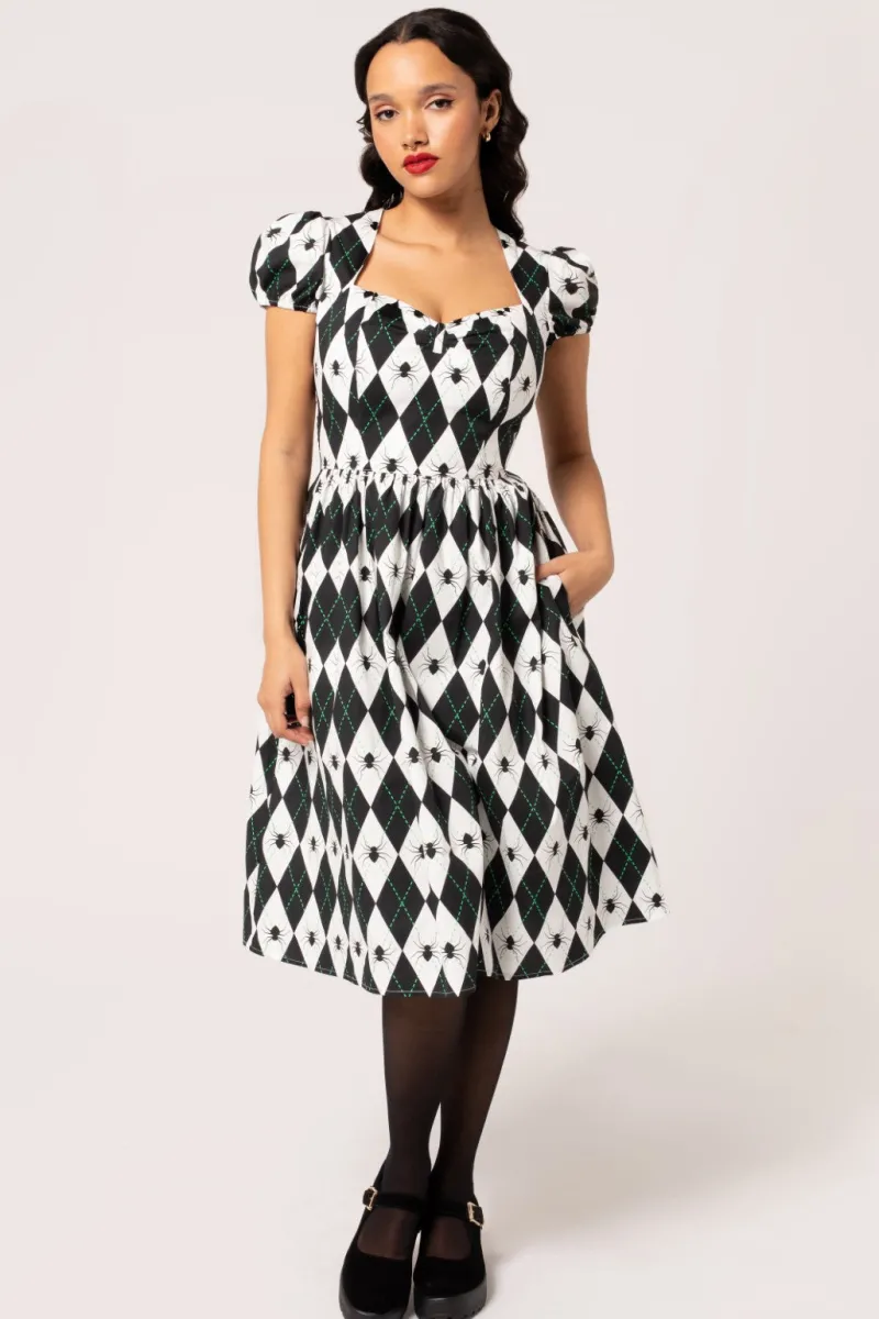 Hell Bunny Regina Dress Black/White Hot