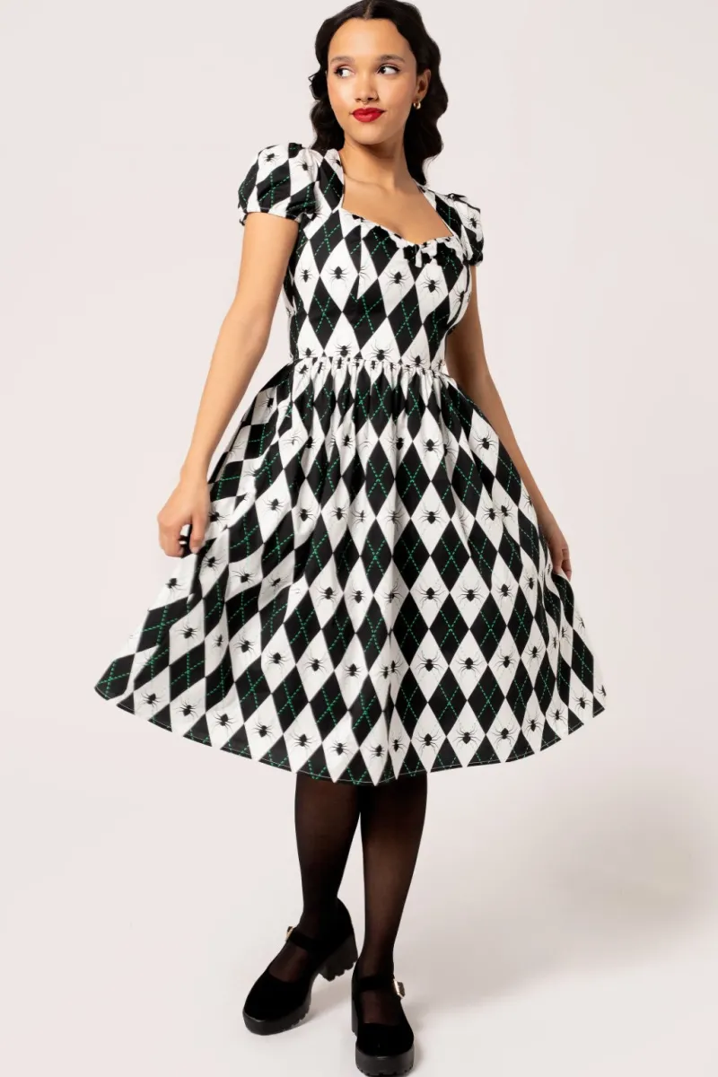 Hell Bunny Regina Dress Black/White Hot