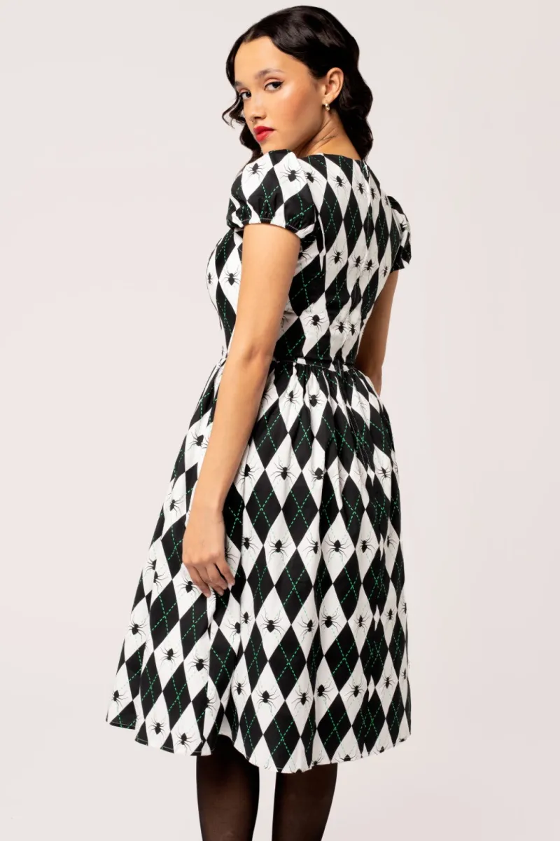 Hell Bunny Regina Dress Black/White Hot
