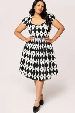 Hell Bunny Regina Dress Black/White Hot