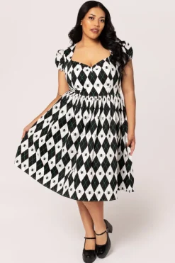 Hell Bunny Regina Dress Black/White Hot