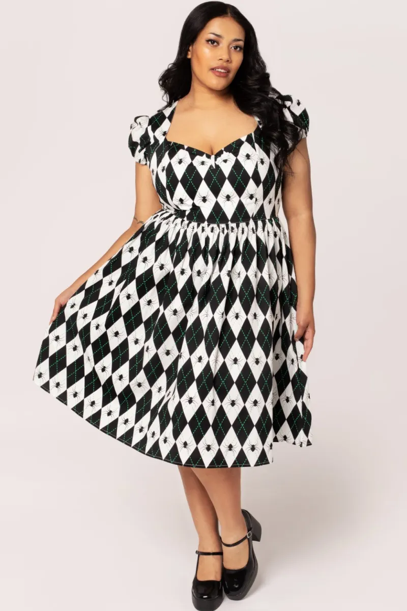 Hell Bunny Regina Dress Black/White Hot