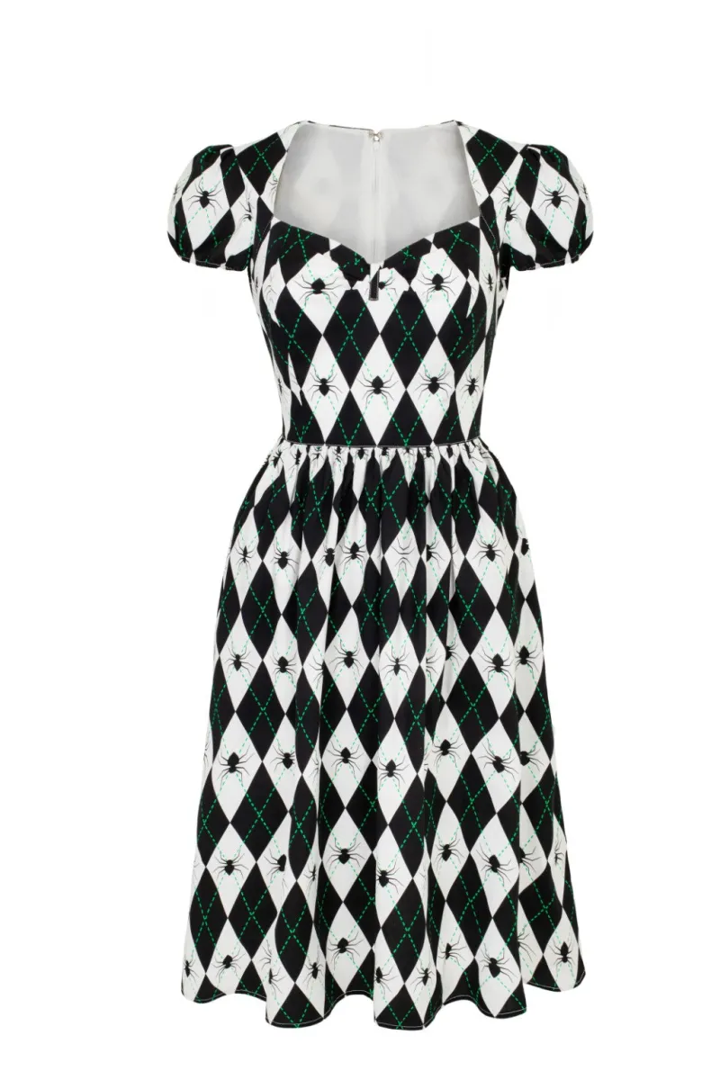 Hell Bunny Regina Dress Black/White Hot