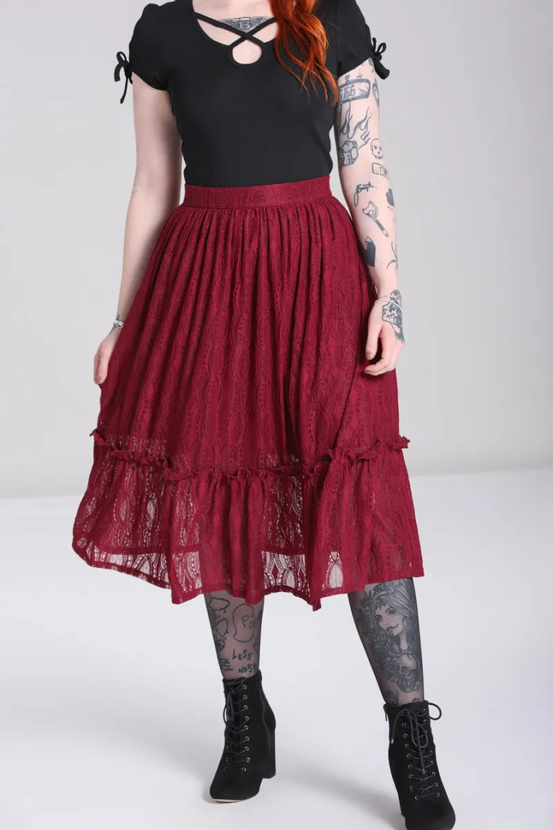 Hell Bunny Rhea Skirt Burgundy Hot