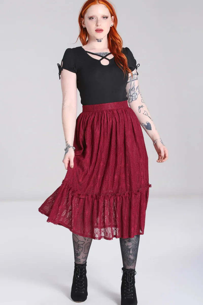Hell Bunny Rhea Skirt Burgundy Hot