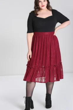 Hell Bunny Rhea Skirt Burgundy Hot