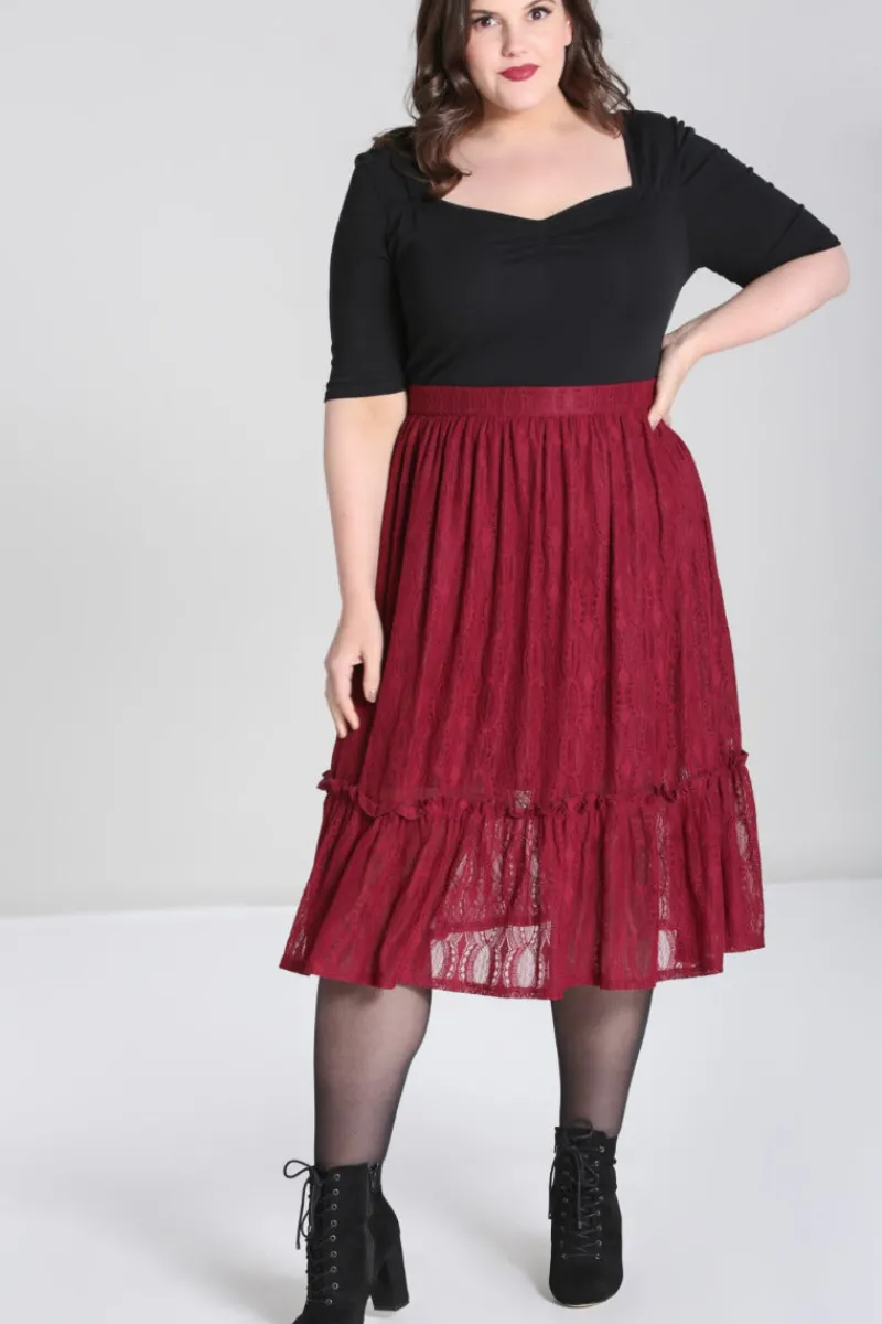 Hell Bunny Rhea Skirt Burgundy Hot
