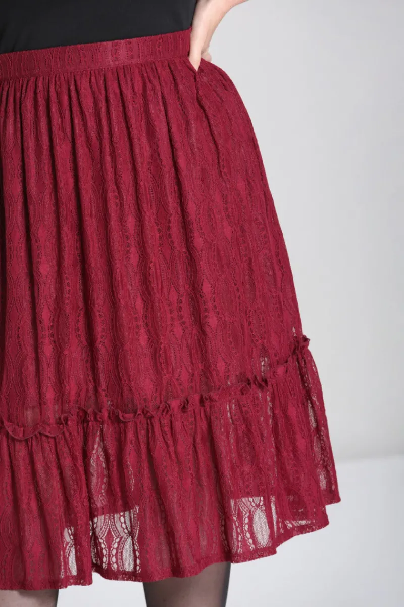 Hell Bunny Rhea Skirt Burgundy Hot
