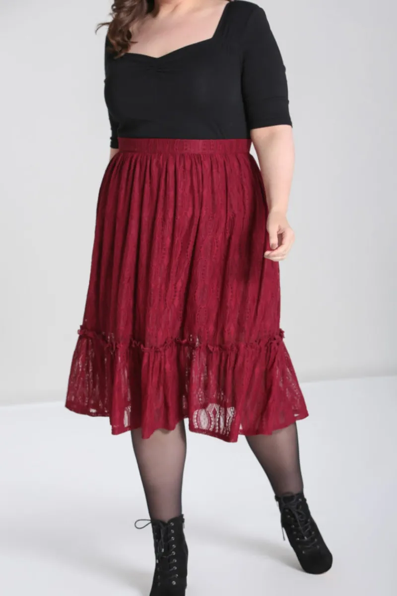 Hell Bunny Rhea Skirt Burgundy Hot