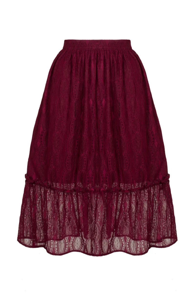 Hell Bunny Rhea Skirt Burgundy Hot