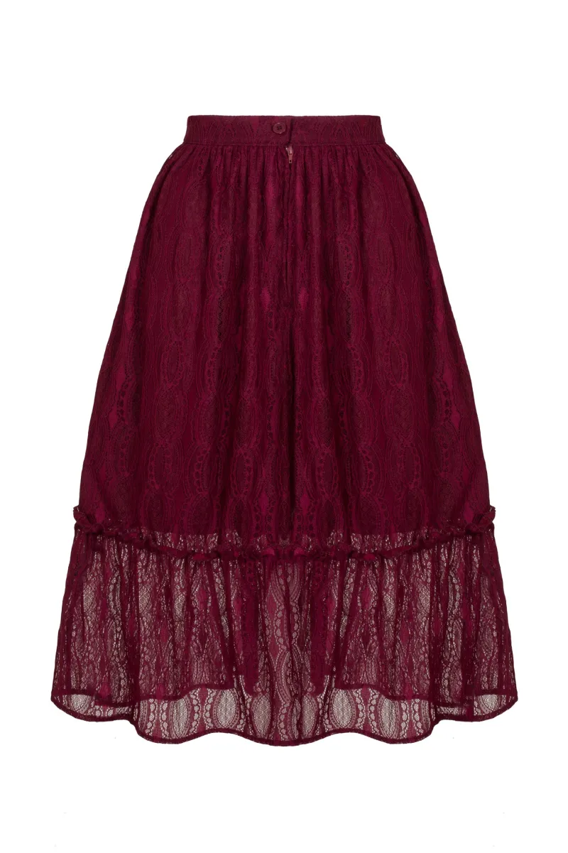 Hell Bunny Rhea Skirt Burgundy Hot