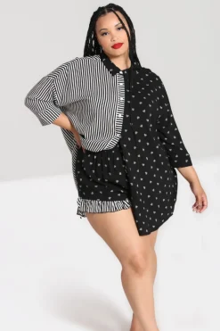 Hell Bunny Ribcage Oversized Shirt Black Outlet