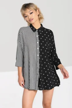 Hell Bunny Ribcage Oversized Shirt Black Outlet