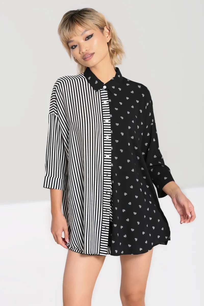 Hell Bunny Ribcage Oversized Shirt Black Outlet