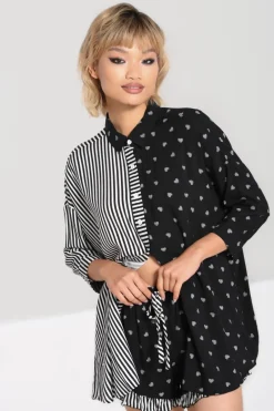 Hell Bunny Ribcage Oversized Shirt Black Outlet