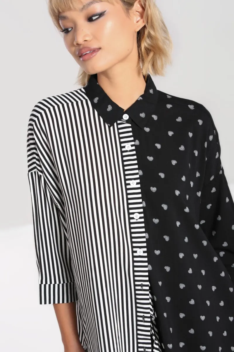 Hell Bunny Ribcage Oversized Shirt Black Outlet