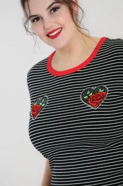 Hell Bunny Rose Heart Top Black Clearance