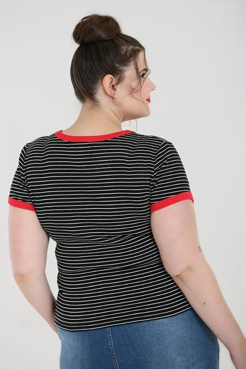 Hell Bunny Rose Heart Top Black Clearance