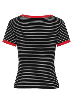 Hell Bunny Rose Heart Top Black Clearance